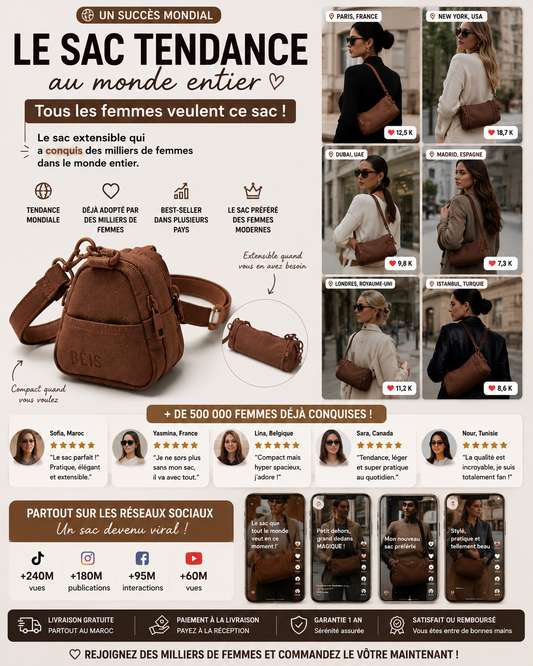 Sac Extensible Femme – Petit Format, Spacieux en Quelques Secondes